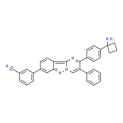 ChemSpider 2D Image | 3-{2-[4-(1-Aminocyclobutyl)phenyl]-3-phenylpyrimido[1,2-b]indazol-8-yl}benzonitrile | C33H25N5