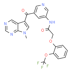 ChemSpider 2D Image | N-{5-[(7-Methyl-7H-pyrrolo[2,3-d]pyrimidin-5-yl)carbonyl]-3-pyridinyl}-2-[2-(trifluoromethoxy)phenoxy]acetamide | C22H16F3N5O4