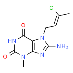 ChemSpider 2D Image | 8-Amino-7-[(2Z)-3-chloro-2-buten-1-yl]-3-methyl-3,7-dihydro-1H-purine-2,6-dione | C10H12ClN5O2