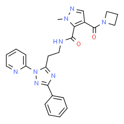 ChemSpider 2D Image | 4-(1-Azetidinylcarbonyl)-1-methyl-N-{2-[3-phenyl-1-(2-pyridinyl)-1H-1,2,4-triazol-5-yl]ethyl}-1H-pyrazole-5-carboxamide | C24H24N8O2