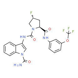 ChemSpider 2D Image | (2S,4R)-N~1~-(1-Carbamoyl-1H-indol-3-yl)-4-fluoro-N~2~-[3-(trifluoromethoxy)phenyl]-1,2-pyrrolidinedicarboxamide | C22H19F4N5O4
