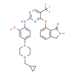ChemSpider 2D Image | 7-{[2-({4-[4-(Cyclopropylmethyl)-1-piperazinyl]-2-methoxyphenyl}amino)-5-(trifluoromethyl)-4-pyrimidinyl]oxy}-2-methyl-1-isoindolinone | C29H31F3N6O3