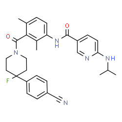 ChemSpider 2D Image | N-(3-{[4-(4-Cyanophenyl)-4-fluoro-1-piperidinyl]carbonyl}-2,4-dimethylphenyl)-6-(isopropylamino)nicotinamide | C30H32FN5O2