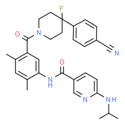 ChemSpider 2D Image | N-(5-{[4-(4-Cyanophenyl)-4-fluoro-1-piperidinyl]carbonyl}-2,4-dimethylphenyl)-6-(isopropylamino)nicotinamide | C30H32FN5O2