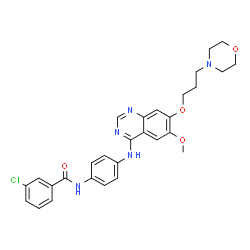 ChemSpider 2D Image | 3-Chloro-N-[4-({6-methoxy-7-[3-(4-morpholinyl)propoxy]-4-quinazolinyl}amino)phenyl]benzamide | C29H30ClN5O4