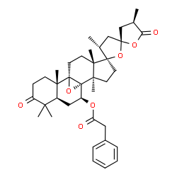 ChemSpider 2D Image | (1''S,2R,2''S,4R,4'R,5'R,7''R,9''S,10''R,11''R,15''S)-2'',4,4',6'',6'',11'',15''-Heptamethyl-5,5''-dioxotetrahydro-3H-dispiro[furan-2,2'-furan-5',14''-[18]oxapentacyclo[8.7.1.0~1,10~.0~2,7~.0~11,15~]o
ctadecan]-9''-yl phenylacetate | C38H50O7
