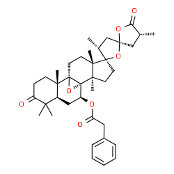 ChemSpider 2D Image | (1''S,2S,2''S,4R,4'R,5'R,7''R,9''S,10''R,11''R,15''S)-2'',4,4',6'',6'',11'',15''-Heptamethyl-5,5''-dioxotetrahydro-3H-dispiro[furan-2,2'-furan-5',14''-[18]oxapentacyclo[8.7.1.0~1,10~.0~2,7~.0~11,15~]o
ctadecan]-9''-yl phenylacetate | C38H50O7