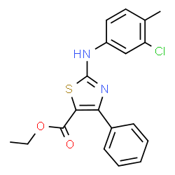 ChemSpider 2D Image | Ethyl 2-[(3-chloro-4-methylphenyl)amino]-4-phenyl-1,3-thiazole-5-carboxylate | C19H17ClN2O2S