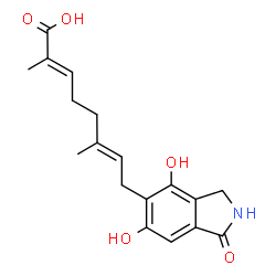 ChemSpider 2D Image | (2E,6E)-8-(4,6-Dihydroxy-1-oxo-2,3-dihydro-1H-isoindol-5-yl)-2,6-dimethyl-2,6-octadienoic acid | C18H21NO5