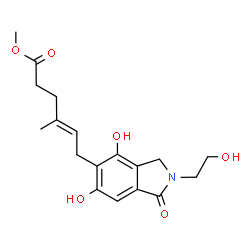 ChemSpider 2D Image | Methyl (4E)-6-[4,6-dihydroxy-2-(2-hydroxyethyl)-1-oxo-2,3-dihydro-1H-isoindol-5-yl]-4-methyl-4-hexenoate | C18H23NO6