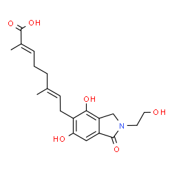 ChemSpider 2D Image | (2E,6E)-8-[4,6-Dihydroxy-2-(2-hydroxyethyl)-1-oxo-2,3-dihydro-1H-isoindol-5-yl]-2,6-dimethyl-2,6-octadienoic acid | C20H25NO6