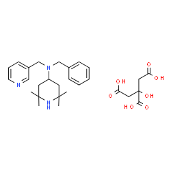 ChemSpider 2D Image | N-Benzyl-2,2,6,6-tetramethyl-N-(3-pyridinylmethyl)-4-piperidinamine 2-hydroxy-1,2,3-propanetricarboxylate (1:1) | C28H39N3O7