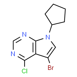 ChemSpider 2D Image | 5-Bromo-4-chloro-7-cyclopentyl-7H-pyrrolo[2,3-d]pyrimidine | C11H11BrClN3