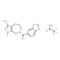 ChemSpider 2D Image | 1,3-Benzodioxol-5-yl(3-methoxy-1-methyl-4,5,6,8-tetrahydropyrazolo[3,4-c]azepin-7(1H)-yl)methanone trifluoroacetate (1:1) | C19H20F3N3O6