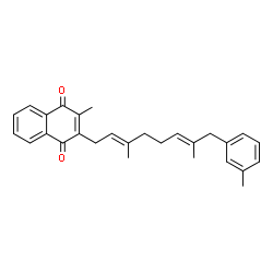 ChemSpider 2D Image | 2-[(2E,6E)-3,7-Dimethyl-8-(3-methylphenyl)-2,6-octadien-1-yl]-3-methyl-1,4-naphthoquinone | C28H30O2
