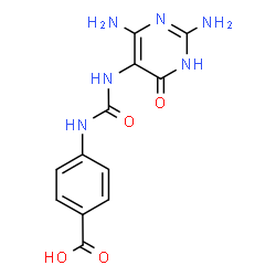 ChemSpider 2D Image | 4-{[(2,4-Diamino-6-oxo-1,6-dihydro-5-pyrimidinyl)carbamoyl]amino}benzoic acid | C12H12N6O4