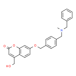 ChemSpider 2D Image | 7-[(4-{[Benzyl(methyl)amino]methyl}benzyl)oxy]-4-(hydroxymethyl)-2H-chromen-2-one | C26H25NO4