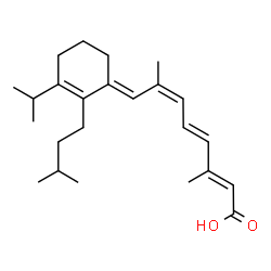 ChemSpider 2D Image | (2E,4E,6Z,8E)-8-[3-Isopropyl-2-(3-methylbutyl)-2-cyclohexen-1-ylidene]-3,7-dimethyl-2,4,6-octatrienoic acid | C24H36O2