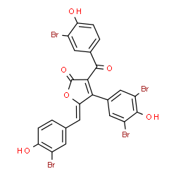 ChemSpider 2D Image | (5Z)-3-(3-Bromo-4-hydroxybenzoyl)-5-(3-bromo-4-hydroxybenzylidene)-4-(3,5-dibromo-4-hydroxyphenyl)-2(5H)-furanone | C24H12Br4O6