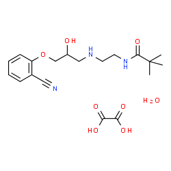 ChemSpider 2D Image | N-(2-{[3-(2-Cyanophenoxy)-2-hydroxypropyl]amino}ethyl)-2,2-dimethylpropanamide ethanedioate hydrate (1:1:1) | C19H29N3O8