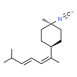 ChemSpider 2D Image | cis-1-Isocyano-1-methyl-4-[(2Z,4E)-6-methyl-2,4-heptadien-2-yl]cyclohexane | C16H25N