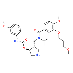 ChemSpider 2D Image | (3S,4S)-4-({Isopropyl[4-methoxy-3-(3-methoxypropoxy)benzoyl]amino}methyl)-3-pyrrolidinyl (3-methoxyphenyl)carbamate | C28H39N3O7