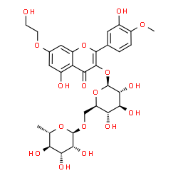 ChemSpider 2D Image | 5-Hydroxy-7-(2-hydroxyethoxy)-2-(3-hydroxy-4-methoxyphenyl)-4-oxo-4H-chromen-3-yl 6-O-(6-deoxy-alpha-L-mannopyranosyl)-beta-D-glucopyranoside | C30H36O17