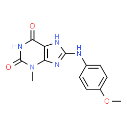 ChemSpider 2D Image | 8-[(4-Methoxyphenyl)amino]-3-methyl-3,7-dihydro-1H-purine-2,6-dione | C13H13N5O3