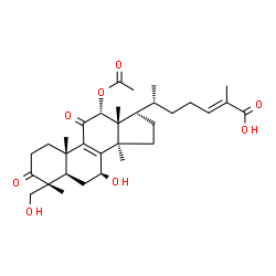 ChemSpider 2D Image | (7beta,12alpha,24E)-12-Acetoxy-7,28-dihydroxy-3,11-dioxolanosta-8,24-dien-26-oic acid | C32H46O8