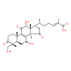 ChemSpider 2D Image | (7beta,12alpha,24E)-7,12,28-Trihydroxy-3,11,15-trioxolanosta-8,24-dien-26-oic acid | C30H42O8