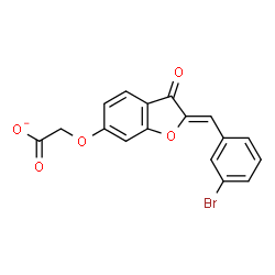 ChemSpider 2D Image | {[(2Z)-2-(3-Bromobenzylidene)-3-oxo-2,3-dihydro-1-benzofuran-6-yl]oxy}acetate | C17H10BrO5