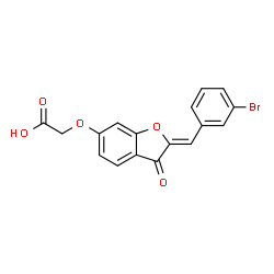ChemSpider 2D Image | {[(2Z)-2-(3-Bromobenzylidene)-3-oxo-2,3-dihydro-1-benzofuran-6-yl]oxy}acetic acid | C17H11BrO5