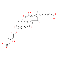 ChemSpider 2D Image | (12alpha,24E)-28-{[(3S)-4-Carboxy-3-hydroxy-3-methylbutanoyl]oxy}-12-hydroxy-3,7,11,15-tetraoxolanosta-8,24-dien-26-oic acid | C36H48O12