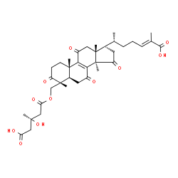 ChemSpider 2D Image | (24E)-28-{[(3S)-4-Carboxy-3-hydroxy-3-methylbutanoyl]oxy}-3,7,11,15-tetraoxolanosta-8,24-dien-26-oic acid | C36H48O11