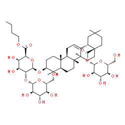 ChemSpider 2D Image | 1-O-[(3beta)-3-{[6-Butyl-2-O-(beta-D-glucopyranosyl)-beta-D-glucopyranuronosyl]oxy}-28-oxoolean-12-en-28-yl]-beta-D-glucopyranose | C52H84O19
