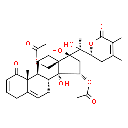 ChemSpider 2D Image | (15alpha,17alpha,22R)-14,17,20-Trihydroxy-1,26-dioxo-22,26-epoxyergosta-2,5,24-triene-15,18-diyl diacetate | C32H42O10