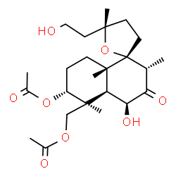 ChemSpider 2D Image | [(2R,2'S,4'S,4a'S,5S,5'S,6'R,8a'S)-6'-Acetoxy-4'-hydroxy-5-(2-hydroxyethyl)-2',5,5',8a'-tetramethyl-3'-oxodecahydro-2'H,3H-spiro[furan-2,1'-naphthalen]-5'-yl]methyl acetate | C24H38O8