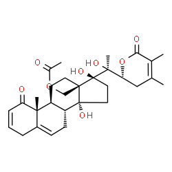 ChemSpider 2D Image | (17alpha,22R)-14,17,20-Trihydroxy-1,26-dioxo-22,26-epoxyergosta-2,5,24-trien-18-yl acetate | C30H40O8