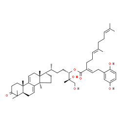 ChemSpider 2D Image | (17alpha,24S,25R)-25,26-Dihydroxy-3-oxolanosta-7,9(11)-dien-24-yl (2E,5E)-2-[2-(2,5-dihydroxyphenyl)ethylidene]-6,10-dimethyl-5,9-undecadienoate | C51H74O7