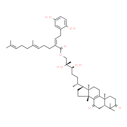 ChemSpider 2D Image | (24S,25R)-24,25-Dihydroxy-3,7-dioxolanost-8-en-27-yl (2Z,5E)-2-[2-(2,5-dihydroxyphenyl)ethylidene]-6,10-dimethyl-5,9-undecadienoate | C51H74O8