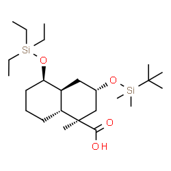 ChemSpider 2D Image | (1R,3S,4aS,5R,8aR)-3-{[Dimethyl(2-methyl-2-propanyl)silyl]oxy}-1-methyl-5-[(triethylsilyl)oxy]decahydro-1-naphthalenecarboxylic acid | C24H48O4Si2