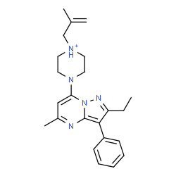 ChemSpider 2D Image | 4-(2-Ethyl-5-methyl-3-phenylpyrazolo[1,5-a]pyrimidin-7-yl)-1-(2-methyl-2-propen-1-yl)piperazin-1-ium | C23H30N5