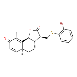 ChemSpider 2D Image | (3S,3aS,5aS,9bS)-3-{[(2-Bromophenyl)sulfanyl]methyl}-5a,9-dimethyl-3a,5,5a,9b-tetrahydronaphtho[1,2-b]furan-2,8(3H,4H)-dione | C21H21BrO3S