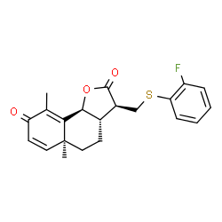 ChemSpider 2D Image | (3S,3aS,5aS,9bS)-3-{[(2-Fluorophenyl)sulfanyl]methyl}-5a,9-dimethyl-3a,5,5a,9b-tetrahydronaphtho[1,2-b]furan-2,8(3H,4H)-dione | C21H21FO3S