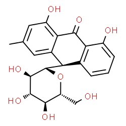 ChemSpider 2D Image | (1S)-1,5-Anhydro-1-[(9R)-4,5-dihydroxy-2-methyl-10-oxo-9,10-dihydro-9-anthracenyl]-D-glucitol | C21H22O8