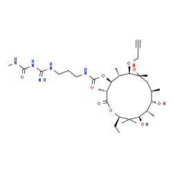 ChemSpider 2D Image | (3R,4S,5S,6R,7R,9R,10S,11S,12R,14R)-14-Ethyl-7,10,12-trihydroxy-3,5,7,9,11,13,13-heptamethyl-2-oxo-6-(2-propyn-1-yloxy)oxacyclotetradecan-4-yl {3-[N'-(methylcarbamoyl)carbamimidamido]propyl}carbamate 
(non-preferred name) | C32H57N5O9