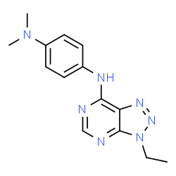 ChemSpider 2D Image | N'-(3-Ethyl-3H-[1,2,3]triazolo[4,5-d]pyrimidin-7-yl)-N,N-dimethyl-1,4-benzenediamine | C14H17N7