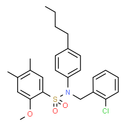 ChemSpider 2D Image | N-(4-Butylphenyl)-N-(2-chlorobenzyl)-2-methoxy-4,5-dimethylbenzenesulfonamide | C26H30ClNO3S