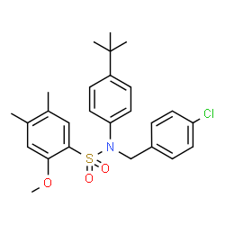 ChemSpider 2D Image | N-(4-Chlorobenzyl)-2-methoxy-4,5-dimethyl-N-[4-(2-methyl-2-propanyl)phenyl]benzenesulfonamide | C26H30ClNO3S