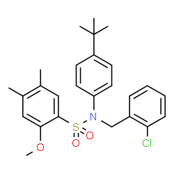 ChemSpider 2D Image | N-(2-Chlorobenzyl)-2-methoxy-4,5-dimethyl-N-[4-(2-methyl-2-propanyl)phenyl]benzenesulfonamide | C26H30ClNO3S